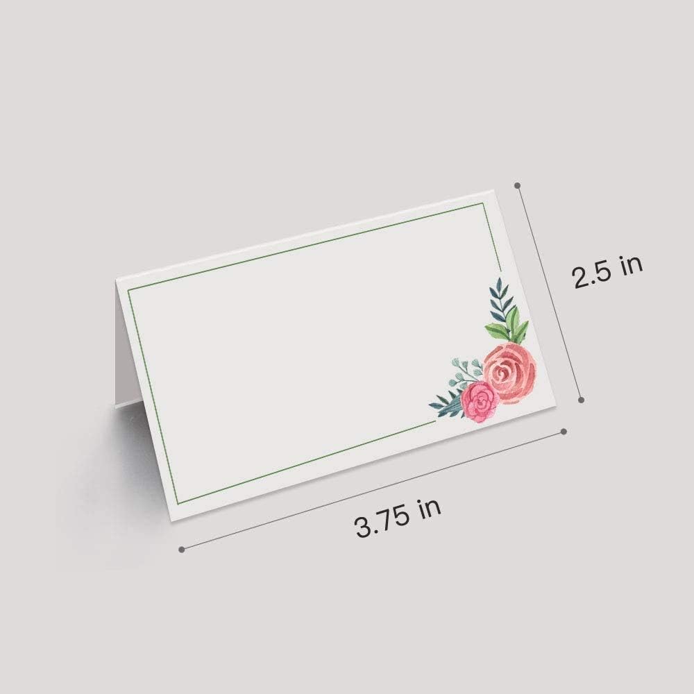 100Pcs Place Cards, Elegant Table Cards with Floral, Rustic Texture Seating Cards, Kraft Paper Name Cards, Perfect for Weddings, Dinner Parties, Banquets, Events, 2 x 3.5 inches