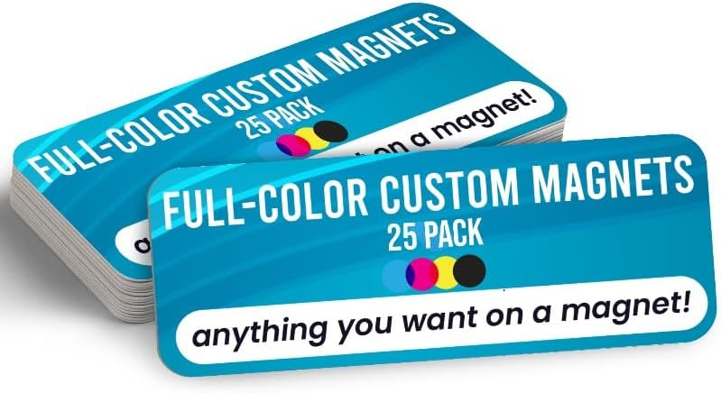 Magnet Me Up Custom 10x3 Inch Rectangle Magnet, 25 Pack, Customizable for Businesses, Personal Use, Choose Your Text, Upload Image, Magnetic Vinyl for Car and Any Magnetic Surface, Crafted in USA
