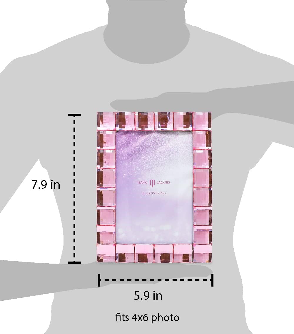 Isaac Jacobs Decorative Sparkling Light Pink Jewel Picture Frame, Photo Display & Home Décor (4x6, Light Pink)