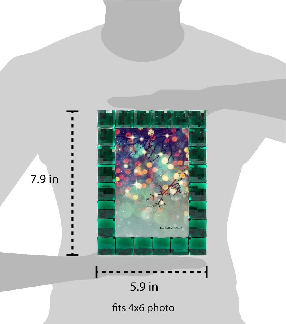 Isaac Jacobs Decorative Sparkling Jewel Picture Frame, Photo Display & Home Décor (4x6, Emerald Green)