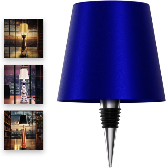 Wireless Bottle Lamp for Any Type of Bottle - LED Bottle Lamp for Indoor & Outdoor - 100% Waterproof - 3000K Warm Light - Wireless & Rechargeable, Unique and Beautiful Design (Navy Blue)