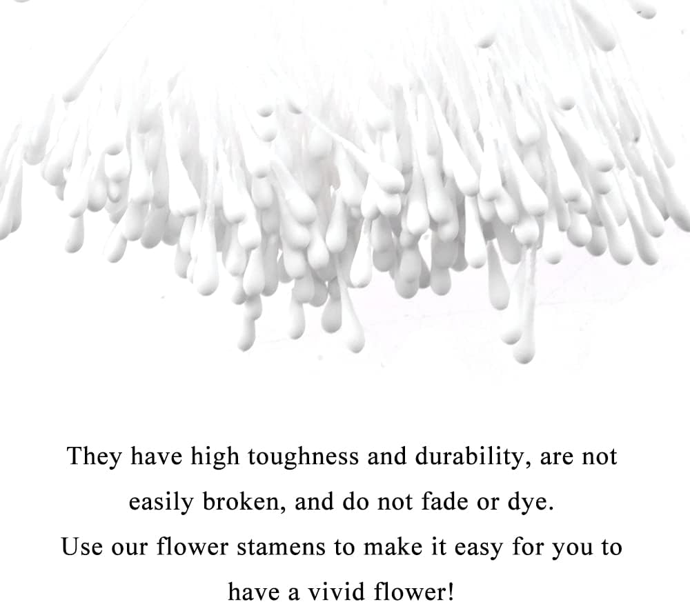 HAHIYO 700Pcs 2mm White Matte Double Heads Flower Stamen Pistil for Flower Making Scrapbook Decoration - Handmade Artificial Flower Pistil Matt-Like Floral Stamens Flowers Pollen Stamen