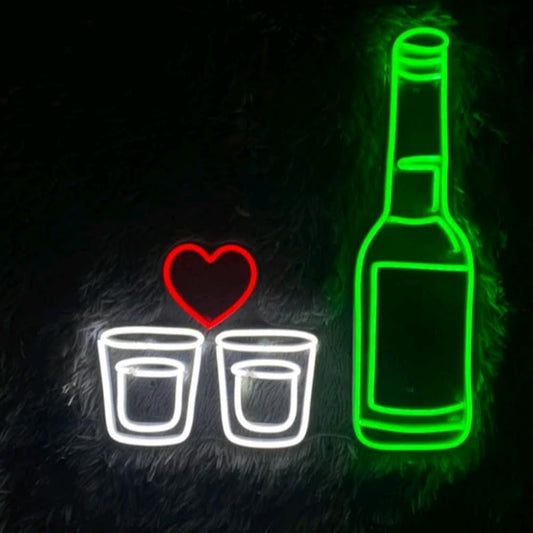 Korean Soju Neon Sign, Wall Decor - Custom Neon Light - Bar & Restaurant Decor - Size 17inches