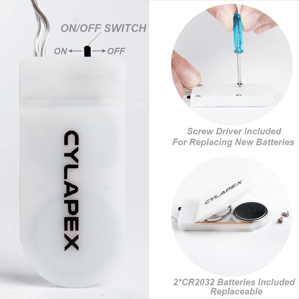 CYLAPEX 12 Pack Multicolor Fairy Lights String Battery Operated Fairy Lights Firefly Lights Micro LED Starry String Lights on 3.3ft/1m Silvery Copper Wire for DIY Christmas Decoration Costume Wedding