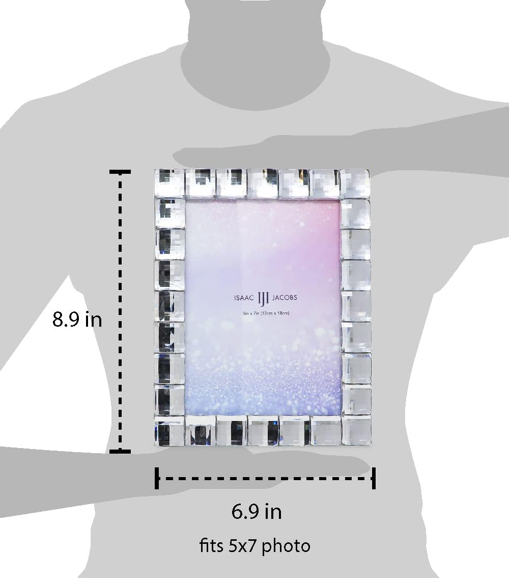 Isaac Jacobs Decorative Sparkling Clear Jewel Picture Frame, Photo Display & Home Décor (5x7, Clear)