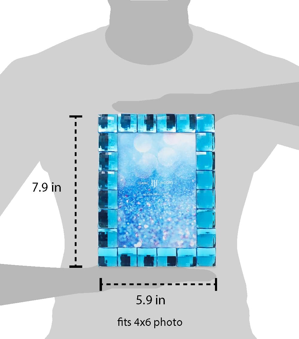 Isaac Jacobs Decorative Sparkling Turquoise Jewel Picture Frame, Photo Display & Home Décor (4x6, Turquoise)