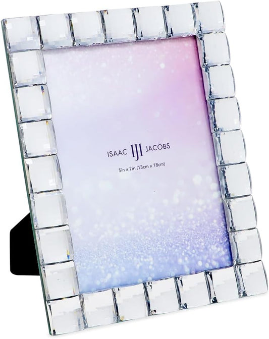 Isaac Jacobs Decorative Sparkling Clear Jewel Picture Frame, Photo Display & Home Décor (5x7, Clear)