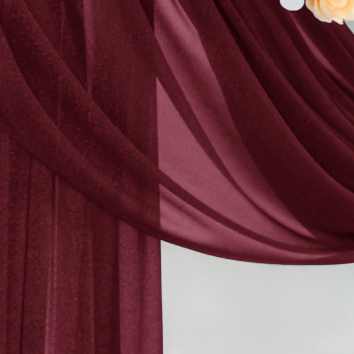 Burgundy Wedding Arch Draping Fabric 2 Panels 29" x 20 FT Red Drapes for Backdrop Sheer Curtains Wedding Drapes for Romantic Bridal Baby Shower Ceremony Birthday Party Fall Outdoor Events