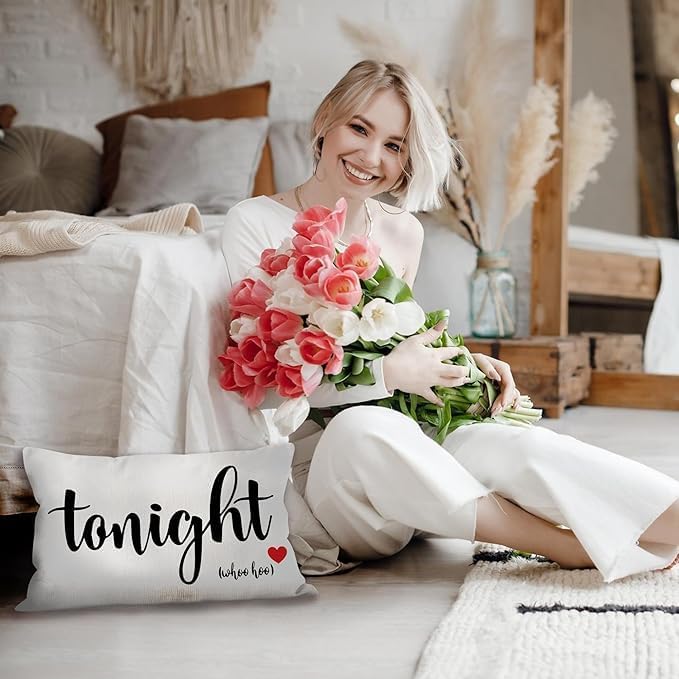 Mancheng-zi Bachelorette & Bridal Shower Pillow Cover (20x26) - Wedding Gifts for Bride to Be, Funny Throw Pillows for Bedroom (Beige)