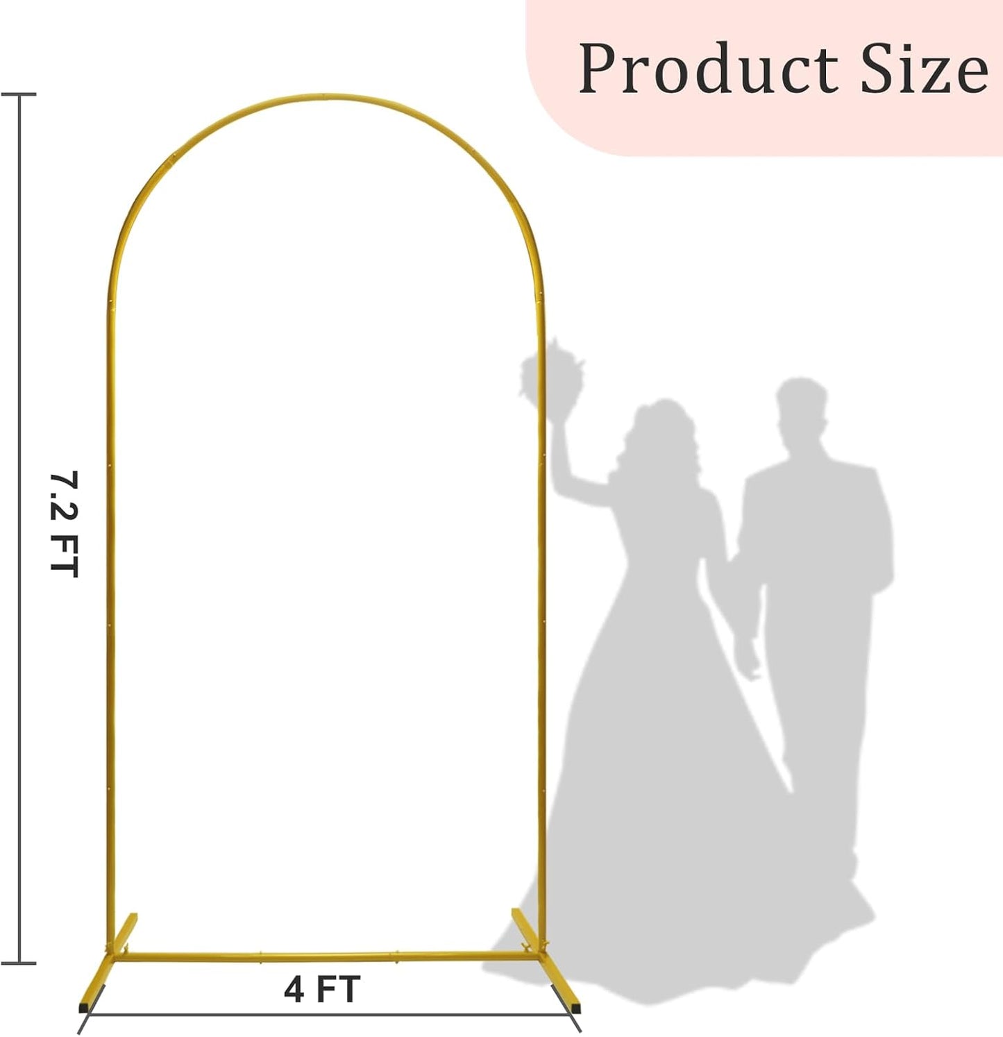 U+U 7.2FT Arch Backdrop Stand, Gold Arch Stand for Wedding Birthday Party Bridal Baby Shower Balloon Arch Decoration