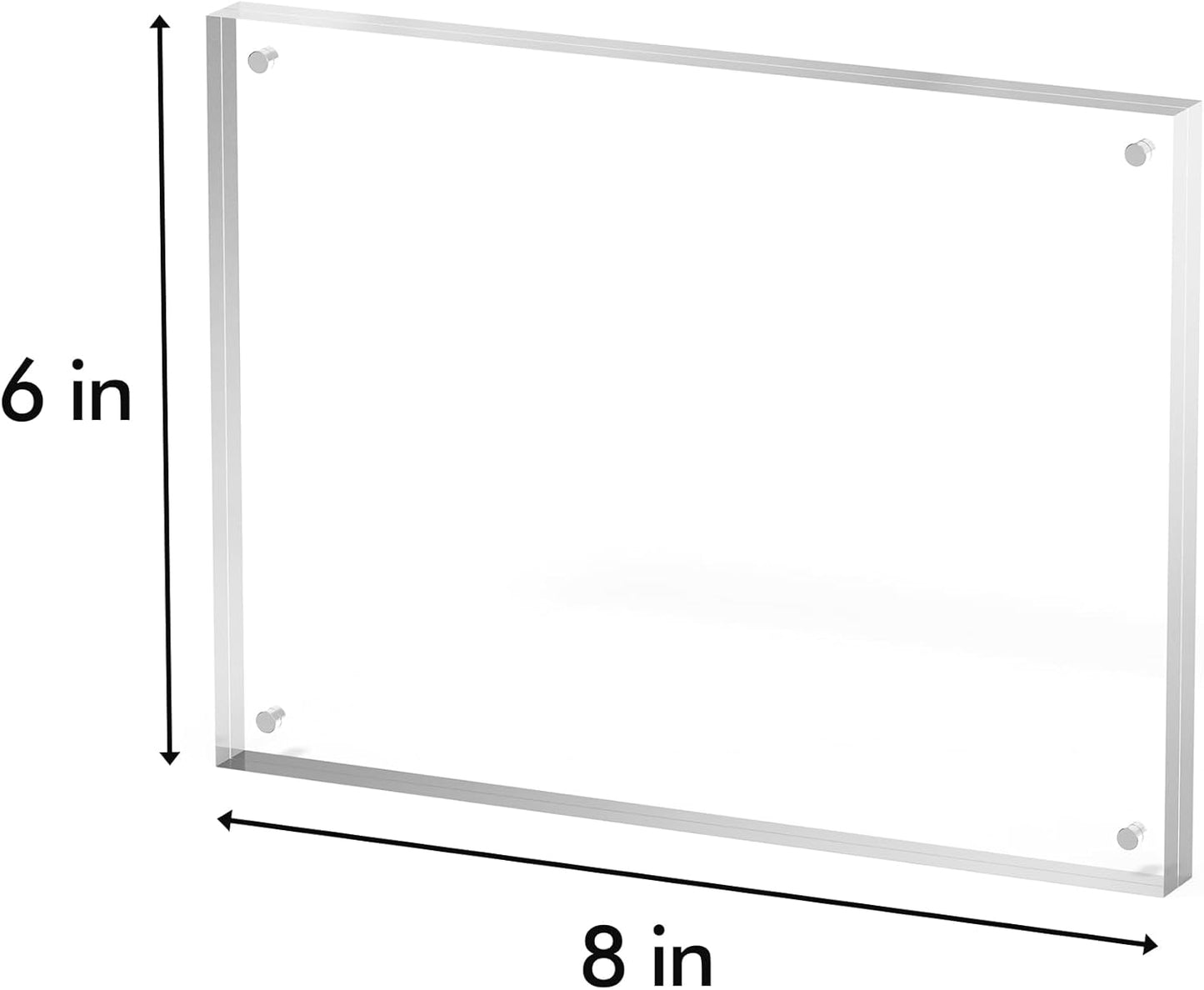 6x8 Acrylic Picture Frame 5 Pack, Clear Freestanding Double Sided Frameless Magnetic Photo Frames, Desktop Display Decor Gift