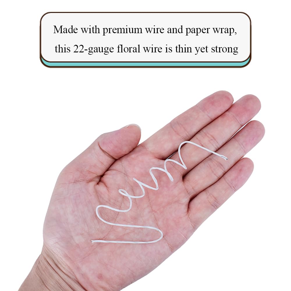 HAHIYO 22Gauge White Paper-Wrapped Metal Floral Wire 14 Inches(36cm), 70 Pack Flexible Paddle Wires Florist Wire Garden Wires for Craft Christmas Wreath Flower Arrangement Bouquet Wrapping Wedding DIY