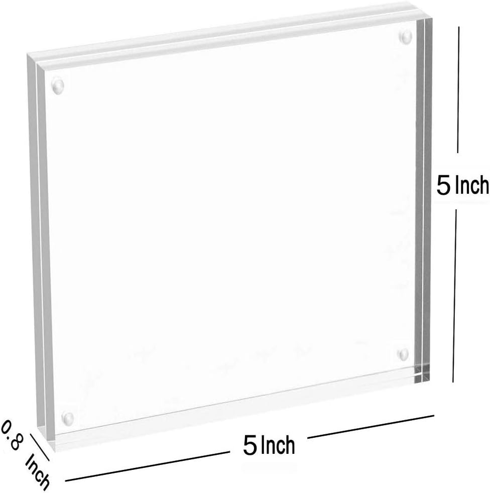 Magicool Premium Acrylic Photo Frame- Magnet Photo Frame -Double Sied Thick Desktop Frames (5x5 2 Pack)
