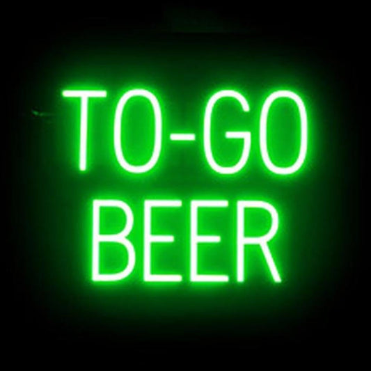 SpellBrite TO-GO BEER Sign | Beer-Related Sign with Neon Look, Green LED Light Source | 19.8" x 15.0"