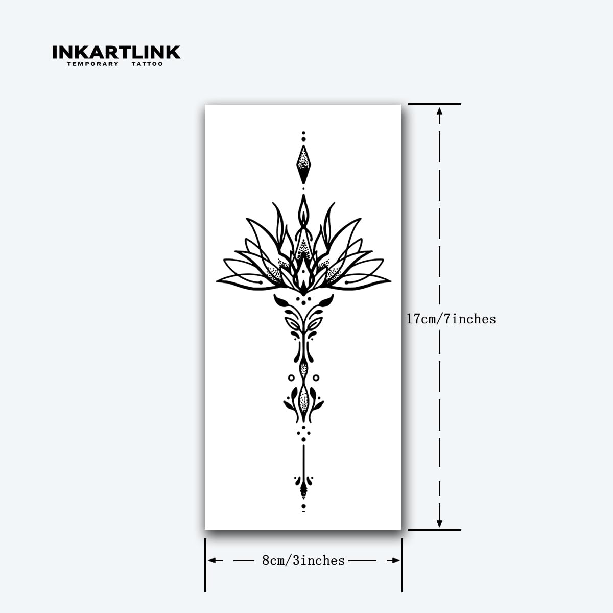 INKARTLINK Tattoo Tech, 2 Sheets Large Semi Permanent Tattoo, Adult Art Design Temporary Tattoos, Lasts 1-2 Weeks, Waterproof, Realistic Look, No Adhesive, No Reflection (Lotus Design)