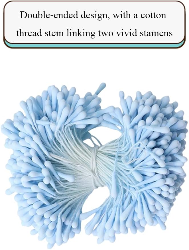 HAHIYO 700Pcs 2mm Light Blue Matte Double Head Flower Stamen Pistil for Flower Making Scrapbook Decoration - Handmade Artificial Flowers Pistil Matt-Like Floral Stamens Flowers Pollen Stamen