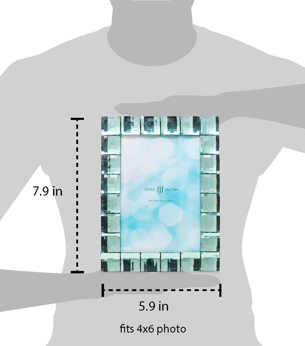 Isaac Jacobs Decorative Sparkling Light Green Jewel Picture Frame, Photo Display & Home Décor (4x6, Light Green)