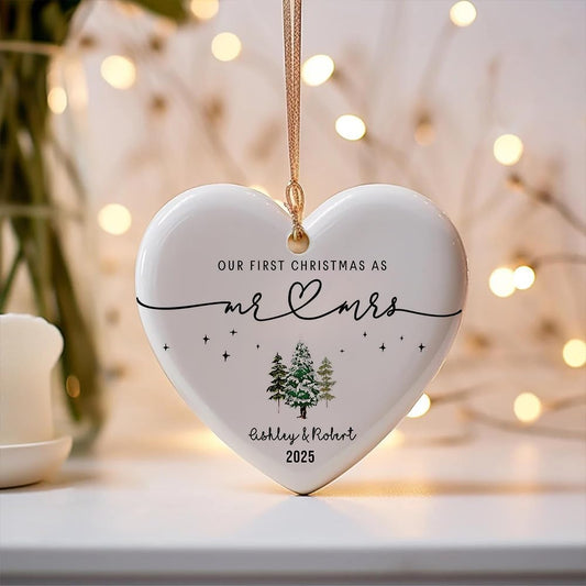 GABITA Personalized First Christmas Married Keepsake, First Christmas Married Ornament 2025, Decorations for New Couple, Married Ornament Calendar Gift 4