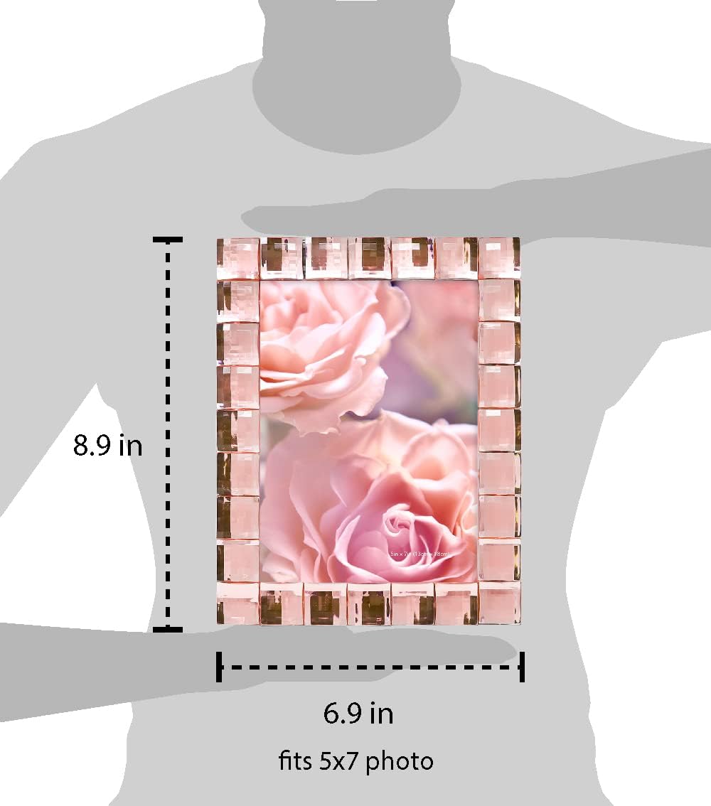 Isaac Jacobs Decorative Sparkling Jewel Picture Frame, Photo Display & Home Décor (5x7, Blush)