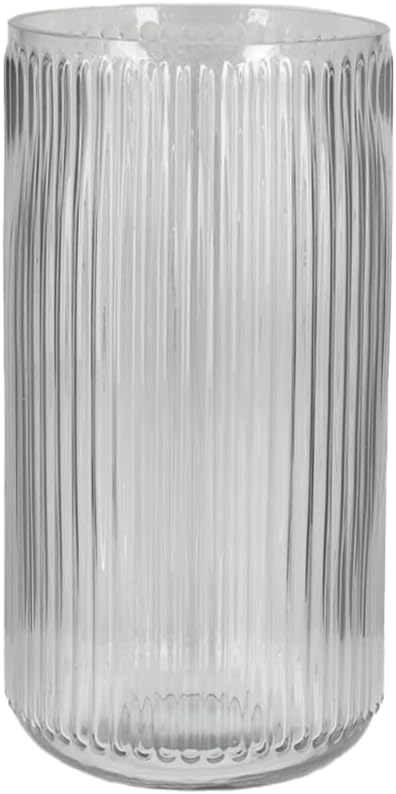 Serene Spaces Living Clear Pleated Glass Votive Holder, Decorative Centerpiece for Wedding, Christmas, Thanksgiving, Party, Dining Table, Living Room, Home Décor, Measures 11" Tall