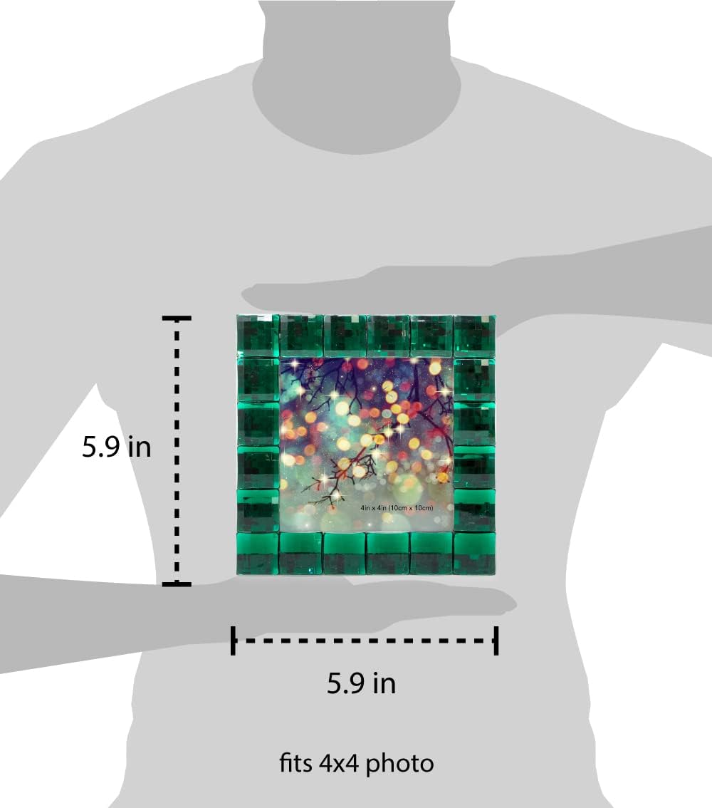 Isaac Jacobs Decorative Sparkling Jewel Picture Frame, Photo Display & Home Décor (4x4, Emerald Green)