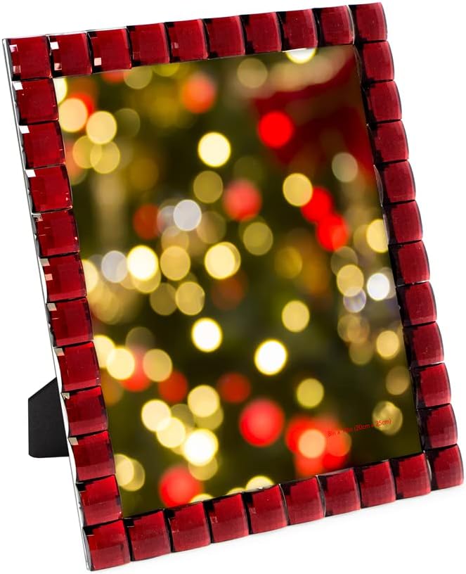 Isaac Jacobs Decorative Sparkling Jewel Picture Frame, Photo Display & Home Décor (8x10, Dark Red)
