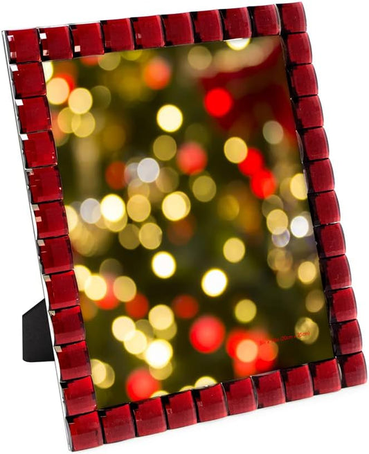 Isaac Jacobs Decorative Sparkling Jewel Picture Frame, Photo Display & Home Décor (8x10, Dark Red)