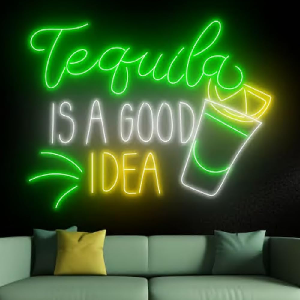 Tequila Is A Good Idea Neon Wall Sign, Tequila Led Wall Sign, Cocktail Neon Wall Light, Liquor Wall Sign, Bar Pub Sign, Event Party Décor Size:20inch
