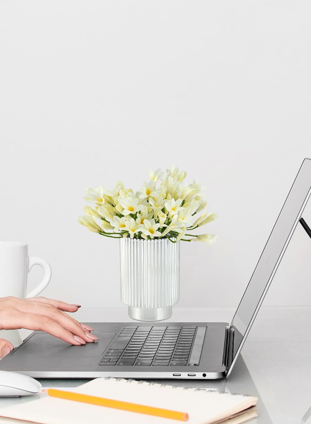 Serene Spaces Living Silver Ribbed Pedestal Glass Votive Holder, Table Centerpiece, Home, Office, Wedding, Birthday, Holiday & Special Events Decor, 3.5" Diameter & 5" Tall, Pack of 24