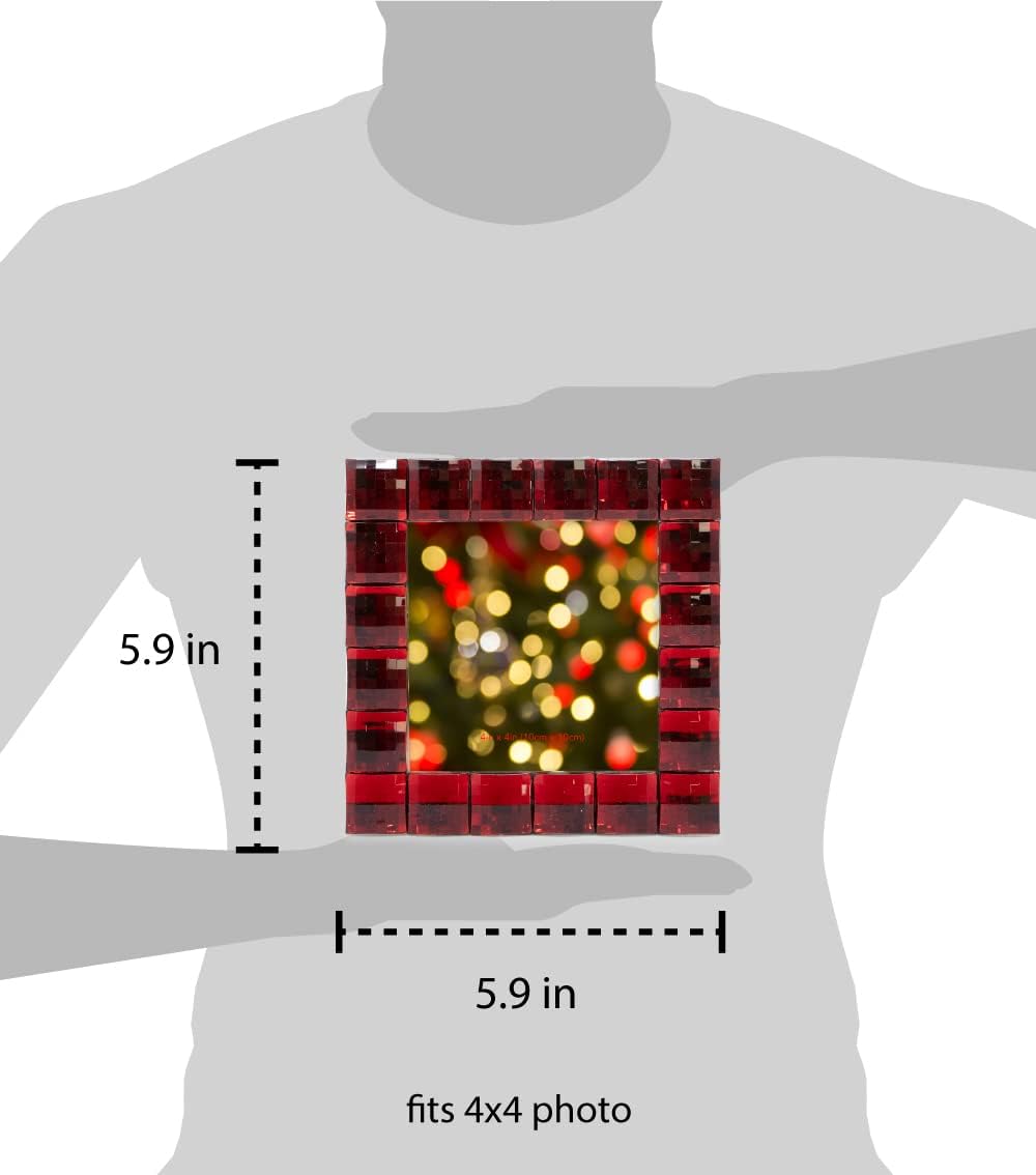 Isaac Jacobs Decorative Sparkling Jewel Picture Frame, Photo Display & Home Décor (4x4, Dark Red)