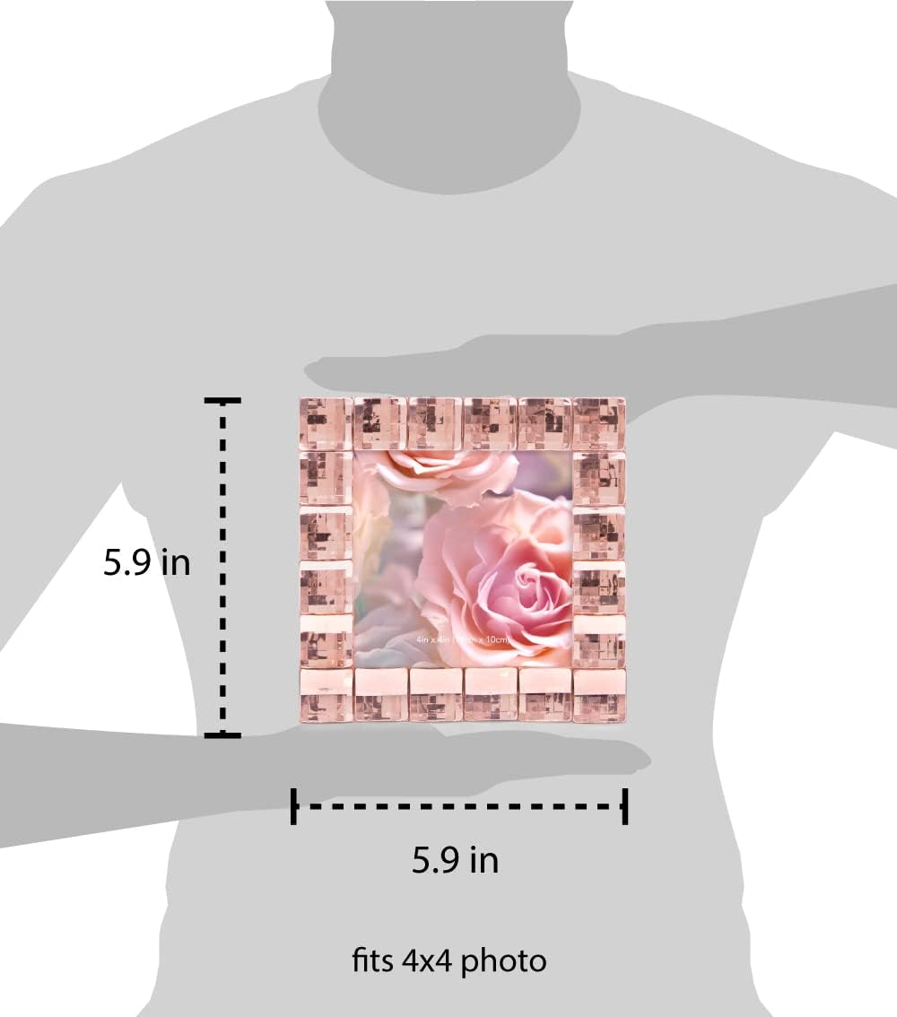 Isaac Jacobs Decorative Sparkling Jewel Picture Frame, Photo Display & Home Décor (4x4, Blush)