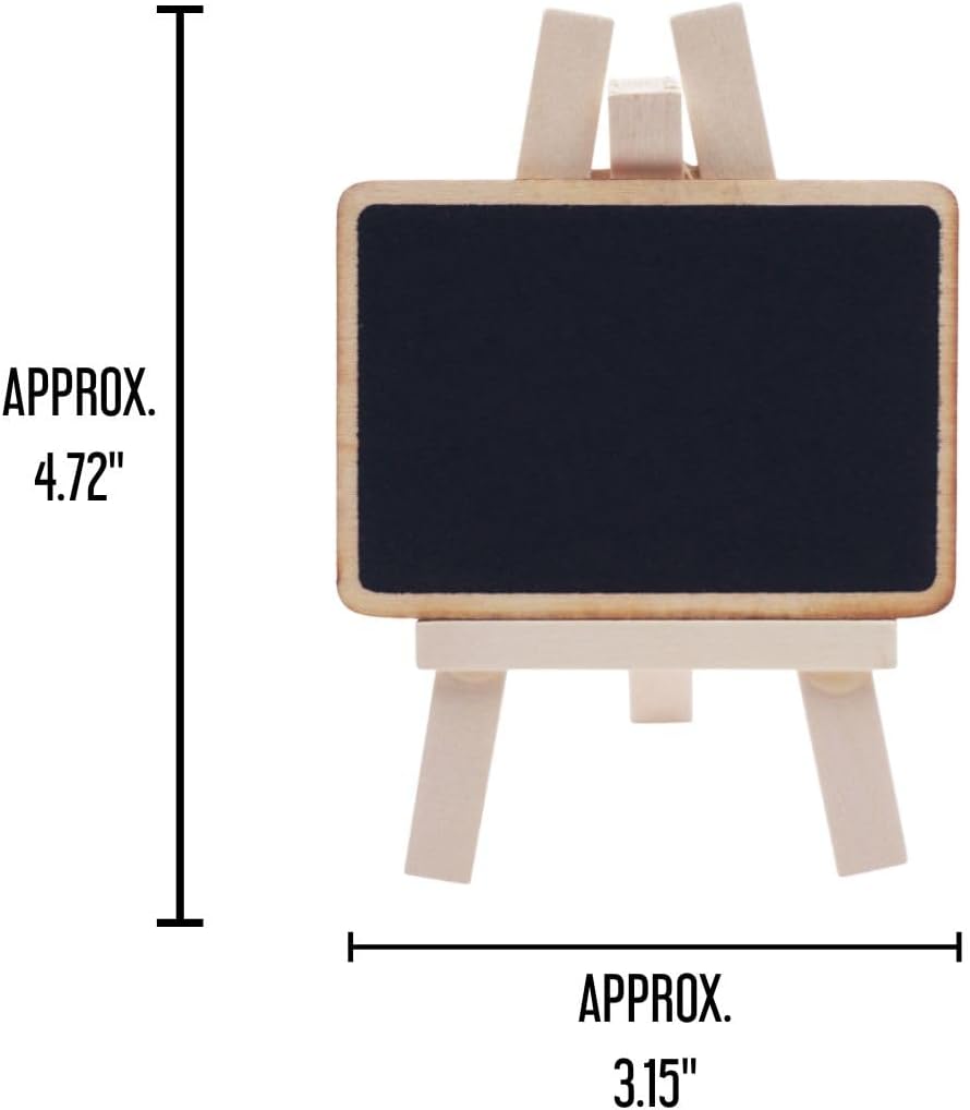 12 Count Mini Chalkboard Signs Wood Framed Table Stands – Size: 4.7" x 3.1" Wooden Blackboard, Perfect for Special Occasions and Events Decoration