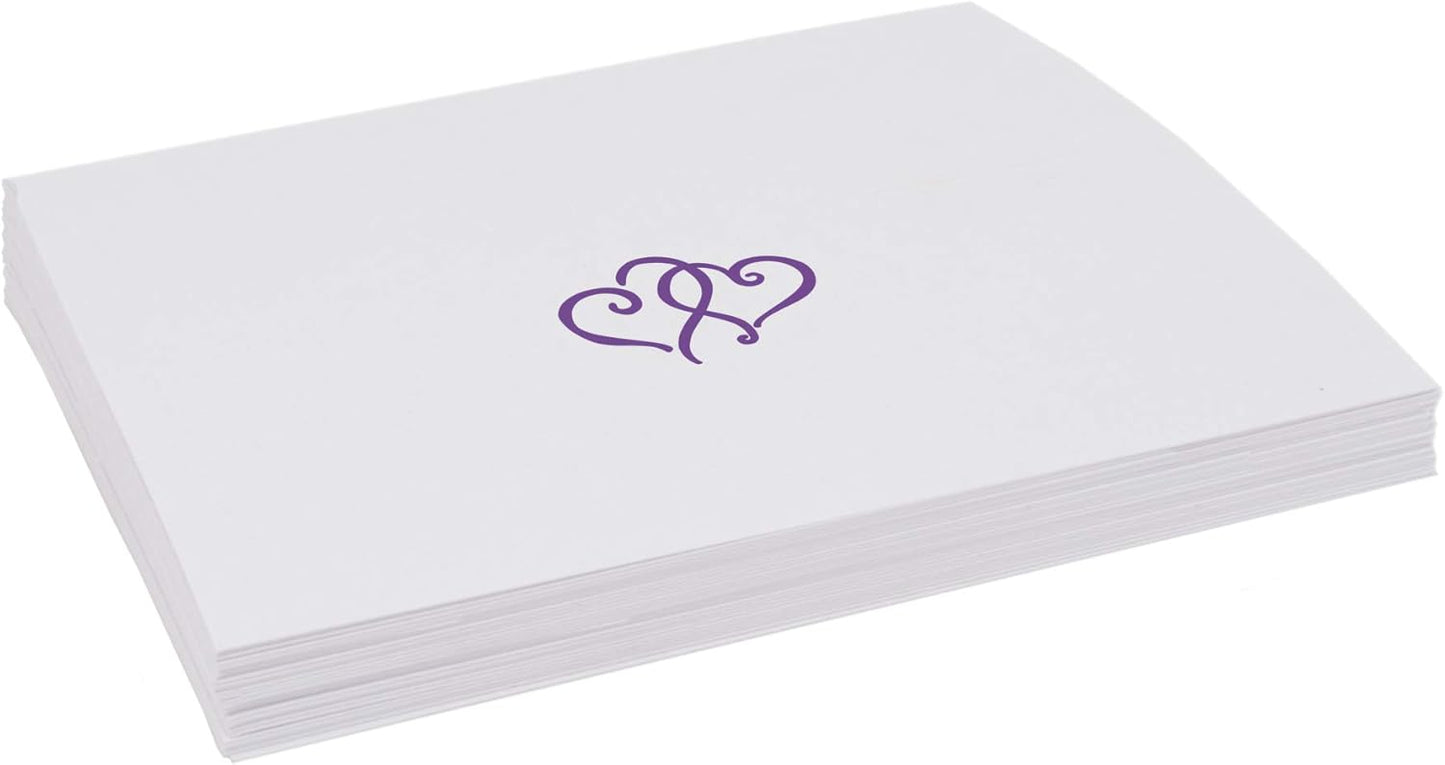 Linked Hearts Place Cards, Purple (Choose Color), Set of 150, Pre-cut and Scored - Wedding, Party, Dinner, and Special Events - Made in the USA