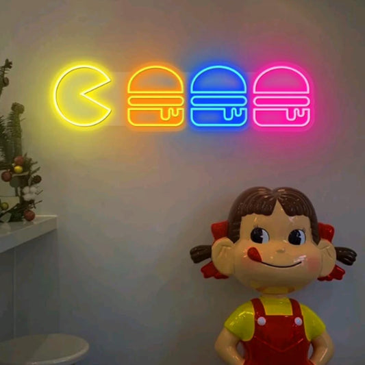 Hamburger Neon Sign|Hamburger Led Neon Sign|Kid's room neon Light|Neon Wall Light Sign|Neon Sign Bedroom|Hamburger Store Neon Sign Size:25inches