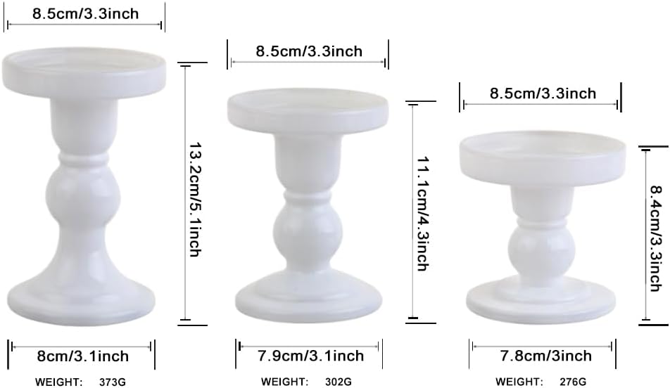 6-Piece Set of White Glass Candlestick, Crystal Candlestick Holder Holder and Conical Candle, Christmas Candle Holder Decoration, Family Living Room Wedding Candle Holder (white2sets)