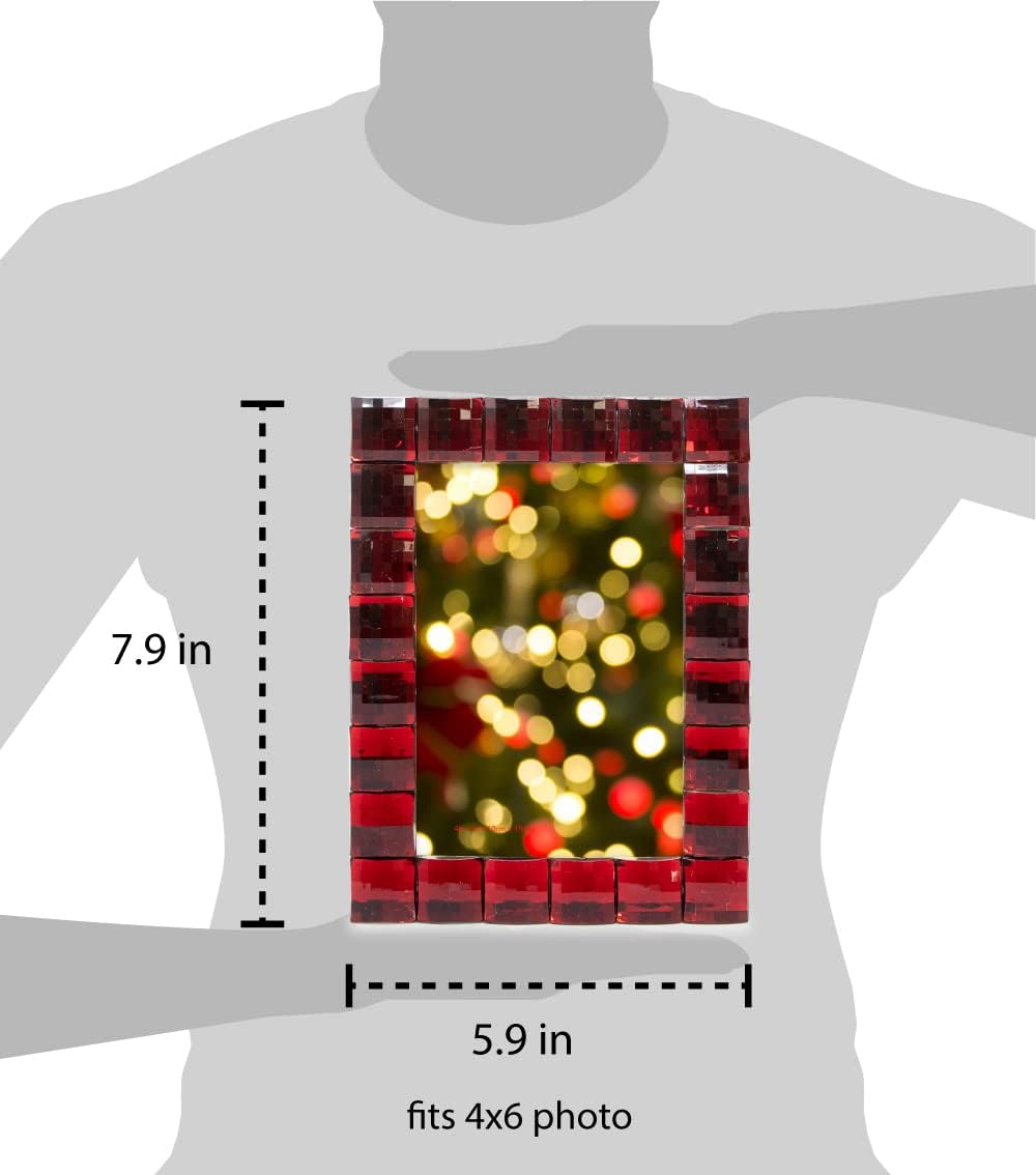 Isaac Jacobs Decorative Sparkling Jewel Picture Frame, Photo Display & Home Décor (4x6, Dark Red)