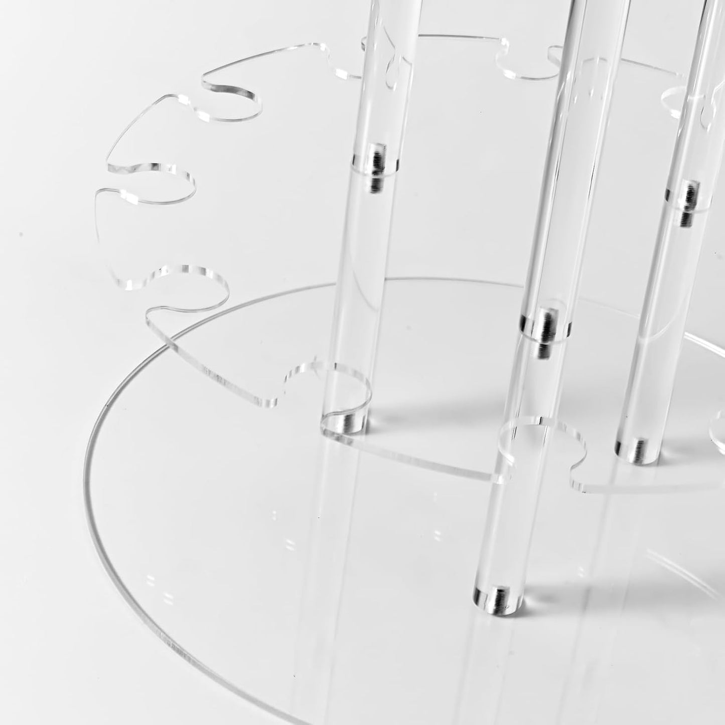 Champagne Tower, Circle Acrylic Champagne Display Rack Stand with 12 Slots, 2 Tiers Floating Sight Champagne Flute Holder for Party, Wedding, School, Celebration, 11.8x11.8x15.4 inch, 2 Pcs