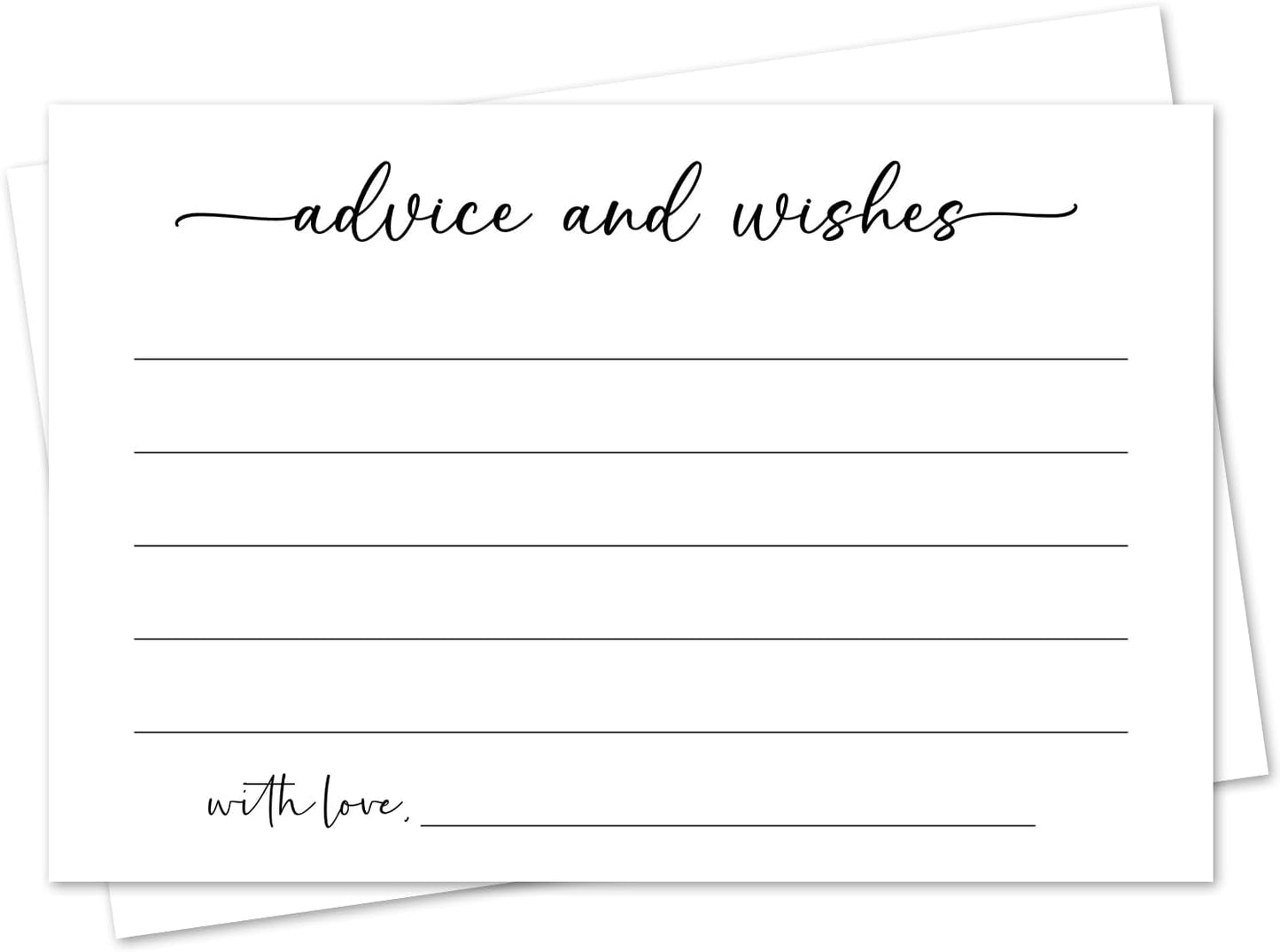 White Advice and Wishes Card, Advice Cards for The Bride and Groom, Bridal Shower,Wedding or Baby Shower, Birthday, Graduation, Retirement, Guestbook - 25 Cards -09