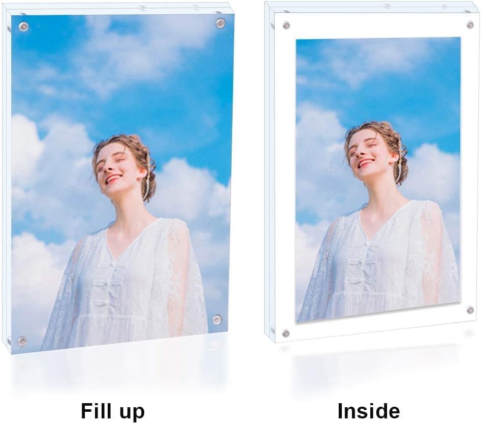 5 Pack Acrylic Picture Frame 5x7 Clear Double Sided Magnetic Picture Frameless Desktop Display Photo Frame with Stand Best Gift for Family, Baby, Friend