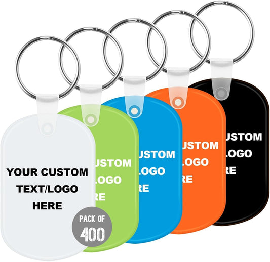 Custom Oval Soft Keychains 400 Pack, Personalized Logo, Text Bulk - Perfect for Tradeshows, Party Favors, Campaign Gifts - Customizable Key Tags