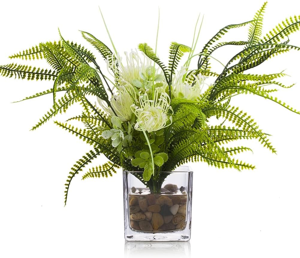 Enova Floral Set of 4 Cube Glass Vase, 4x4X4 Inch Glass Flowers, Clear Square Glass Vases, Floating Candle Holders, Table Decorative Vase for Home Office Décor, Wedding Centerpieces