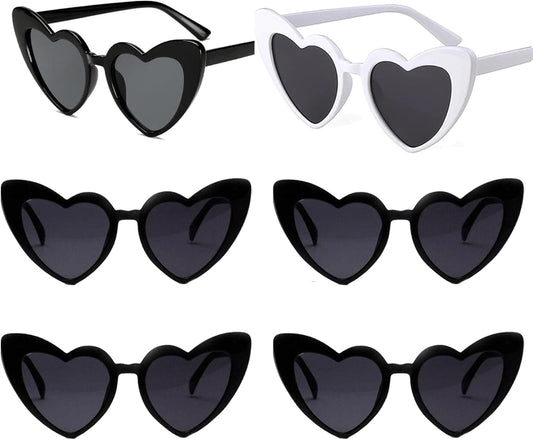 Bachelorette Party Favor Sunglasses 6 Pack,Retro Cat Eye Heart Sunglasses for Women,Bridesmaid Proposal Gifts