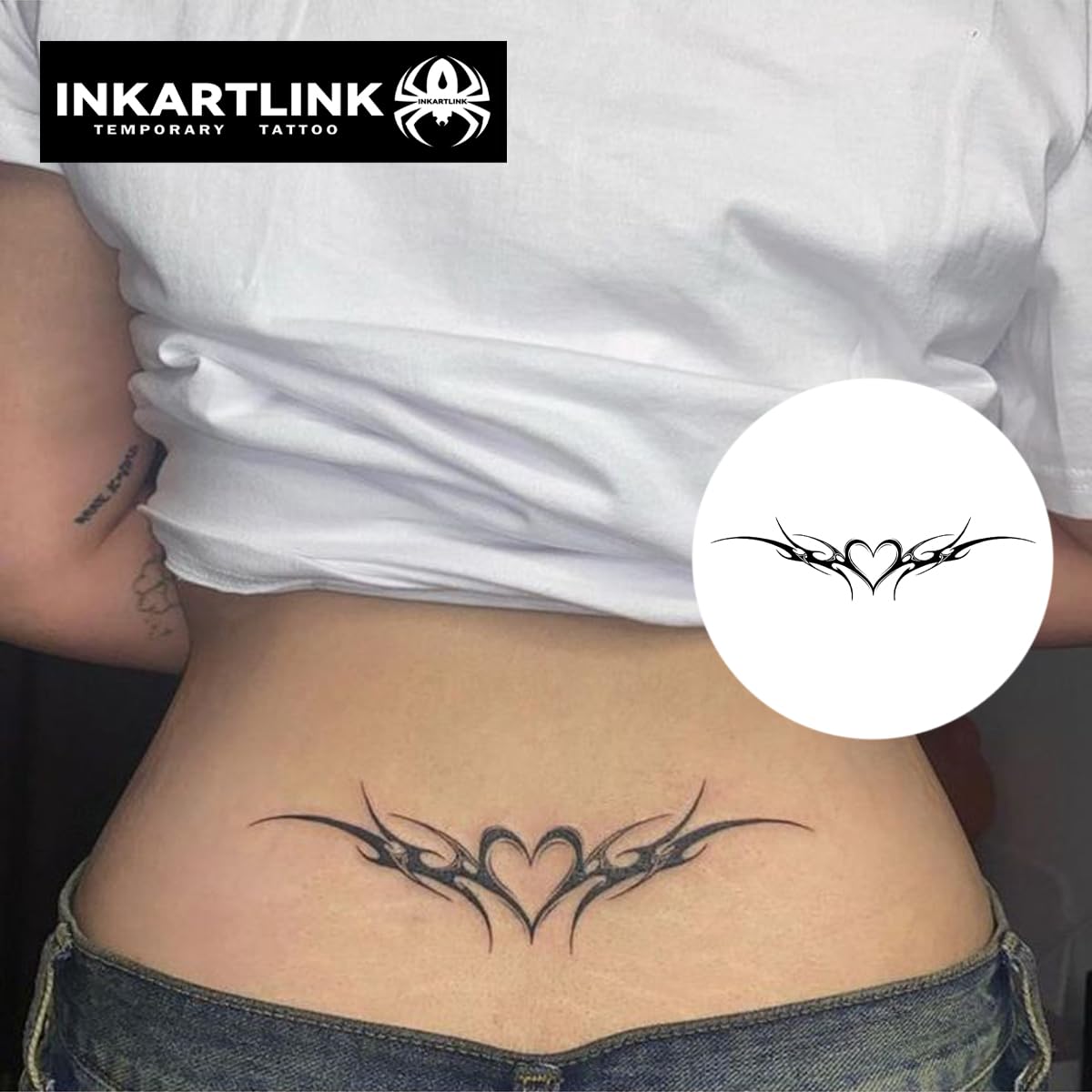 INKARTLINK Tattoo Tech, 2 Sheets Large Semi Permanent Tattoo, Temporary Tattoos, Last 1-2 Weeks, Waterproof, Realistic Look, No Adhesive, No Reflection （Flower Design)298