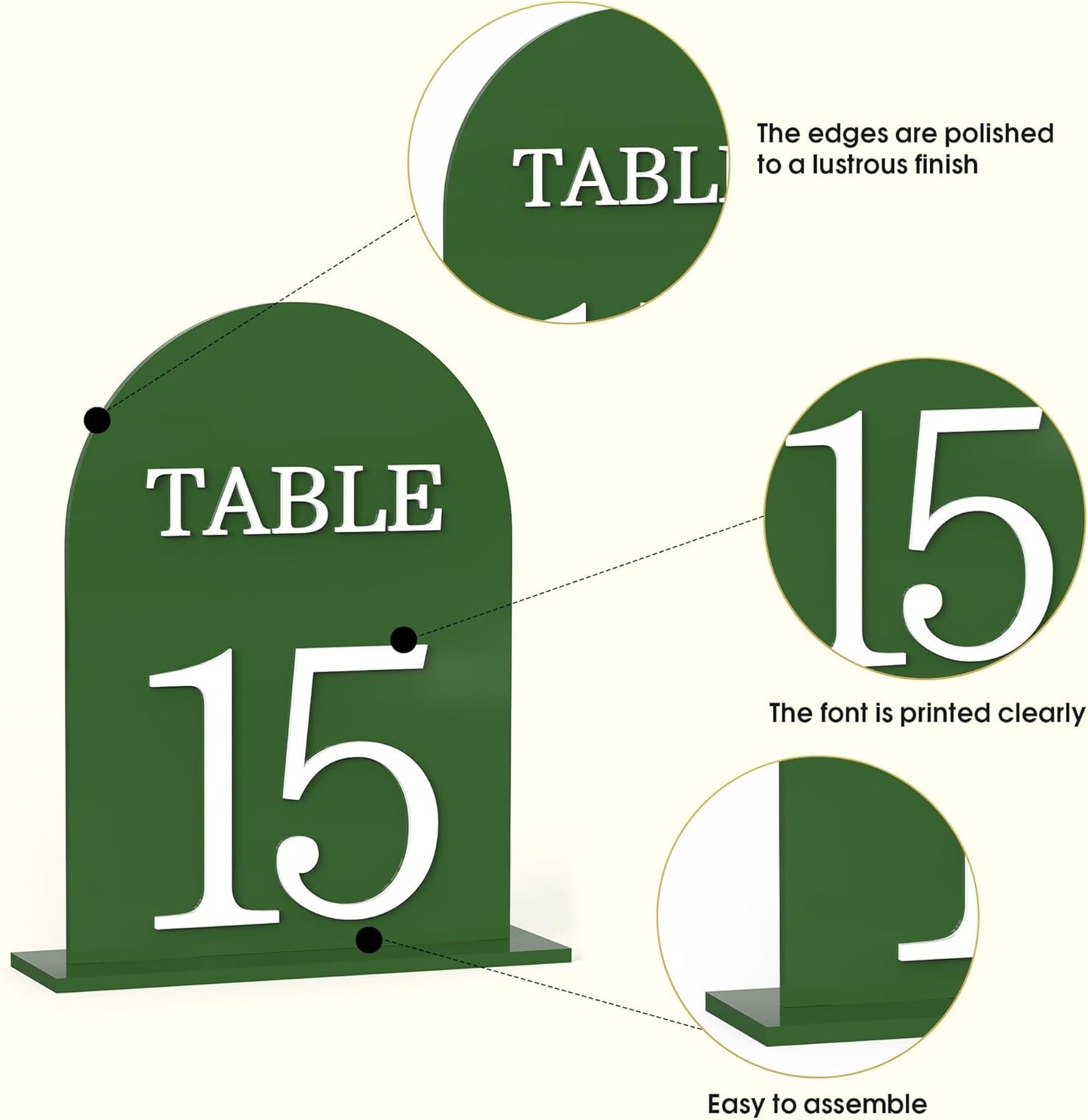Arch Wedding Table Numbers 1-20 with Stands, 5" X 7" Double Sided Acrylic Wedding Sign Holders, Durable Non-Fading Table Number for Wedding Reception, Events, and Centerpieces
