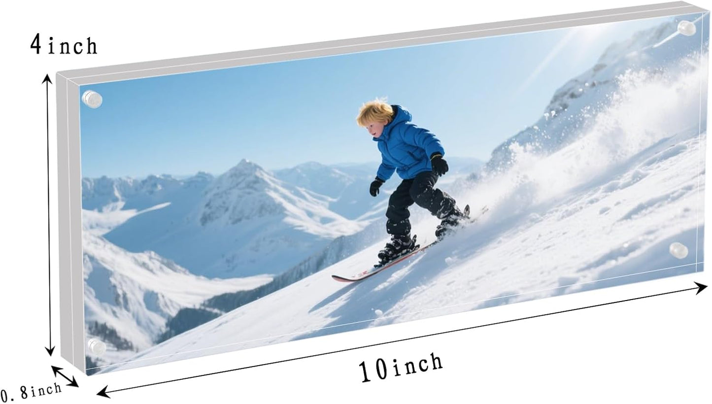 4×10 Acrylic Pictur Frame for 4x9 Business License Certificate，Panoramic Photo Frame ,mini instant photo frame for Tabletop,Thick Magnetic Double Sided Free-Standing Transparent Picture Frame. (Transparent, 4X10)