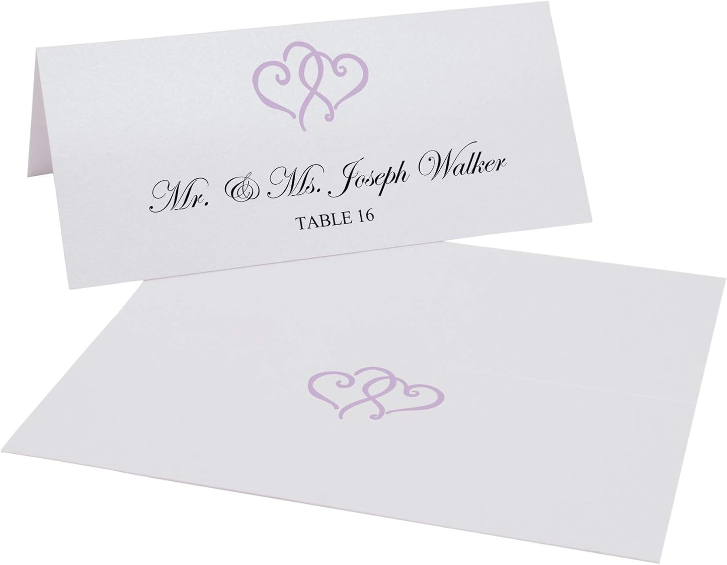 Linked Hearts Place Cards, Lavender (Choose Color), Set of 25, Pre-cut and Scored - Wedding, Party, Dinner, and Special Events - Made in the USA