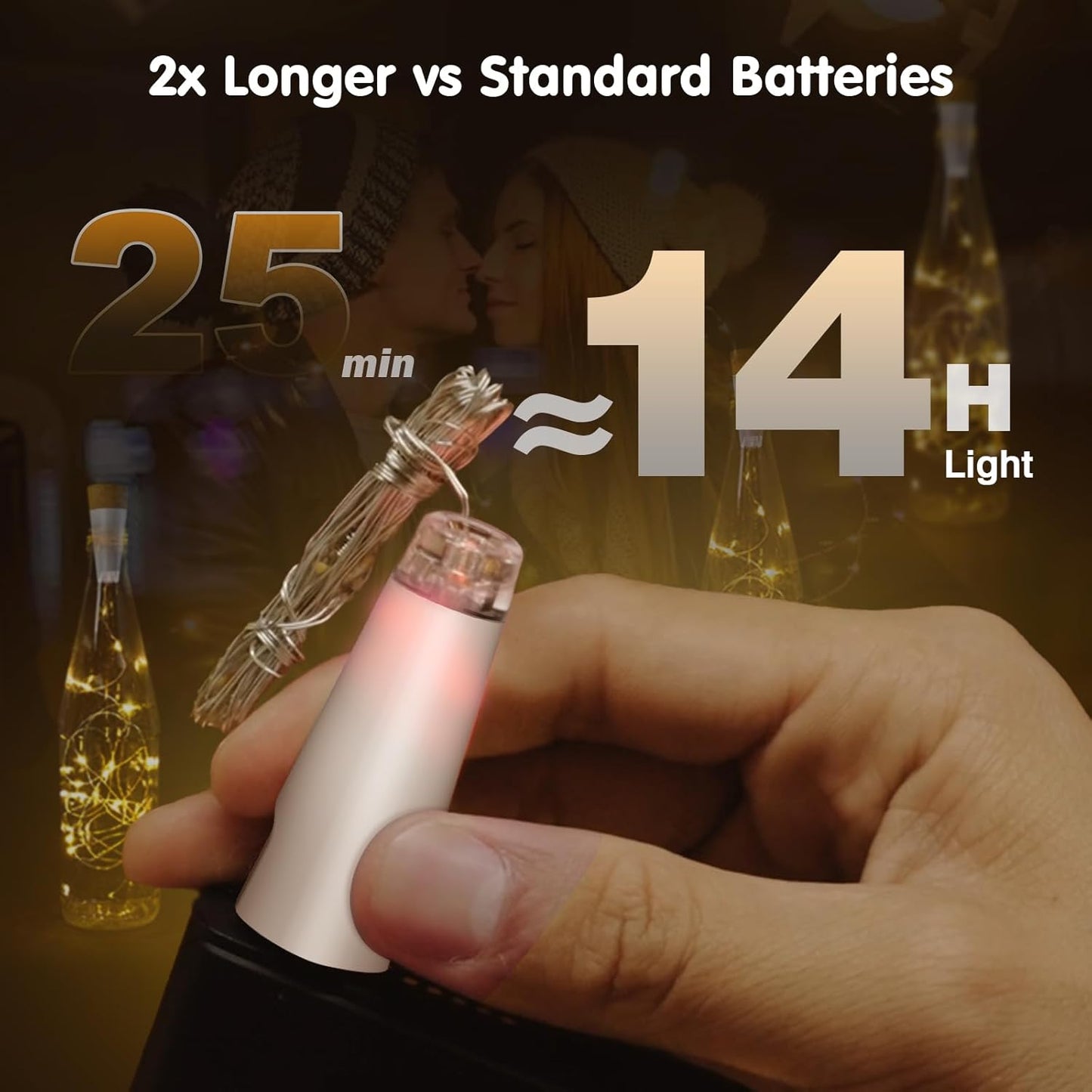 USB Bottle Lights Rechargeable Wine Bottle Fairy Lights Cork LED String Lights 20 LEDs Copper Wire for Table Party DIY Decor