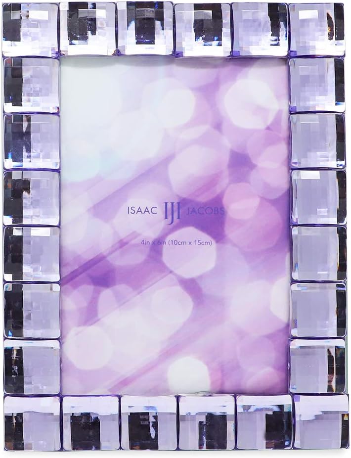 Isaac Jacobs Decorative Sparkling Light Purple Jewel Picture Frame, Photo Display & Home Décor (4x6, Light Purple)