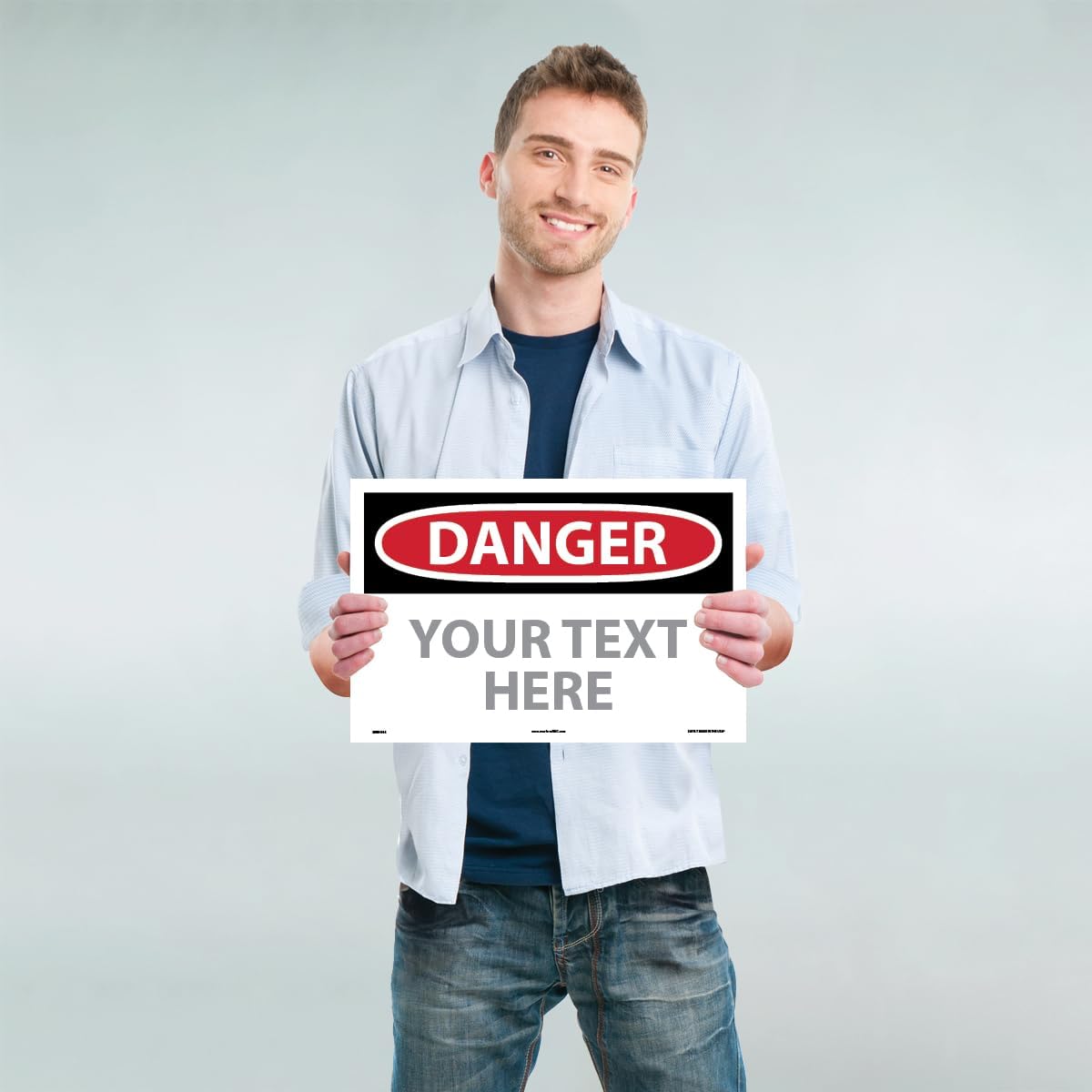 Custom OSHA Style Danger Sign 12" x 18" Adhesive Vinyl Sign, Customizable "Your Text Here", by AccuformNMC Made in USA