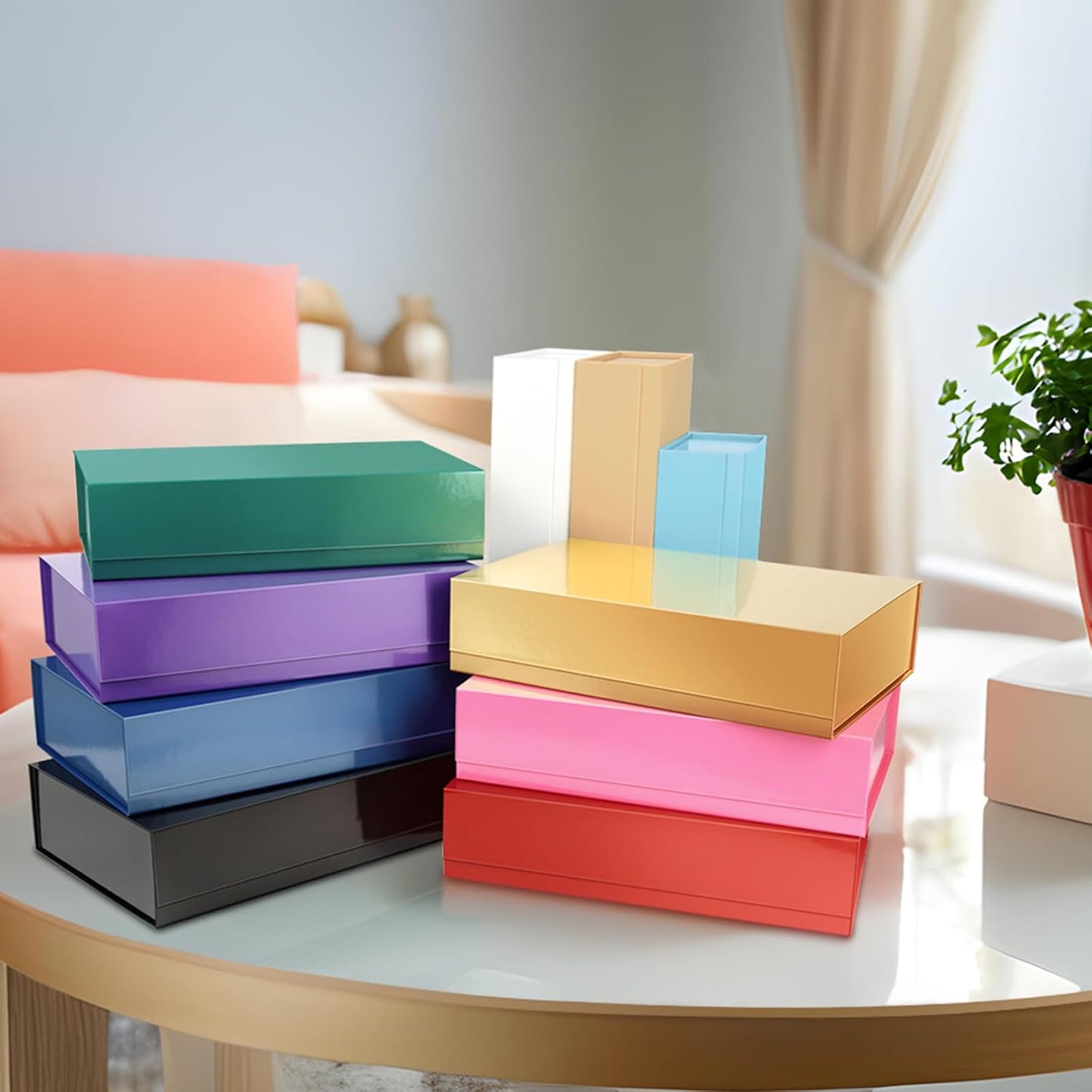 PACKHOME Extra Large Gift Box 17.5x11.3x4.3 Inches, Sturdy Shirt Box with Magnetic Lid for Clothes and Large Gifts (Glossy Pink)